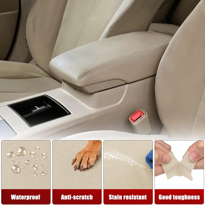 KBH Center Console Cover Replacement for Toyota Camry 2007 2008 2009 2010 2011, Vinyl Leather Armrest Upholstery, Anti-Scratch, Bisque Tan (Leather Part Only) - Image 3